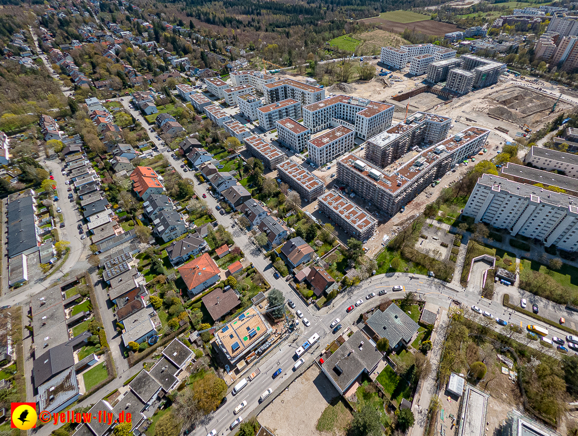 21.04.2023 - Luftbilder von der Baustelle Alexisquartier und Pandion Verde in Neuperlach